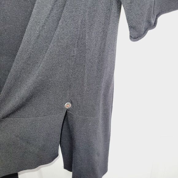 Ischiko Oska Sweater US 8 Black Open Back Tie Lagenlook Asymmetrical Slinky - Picture 3 of 11